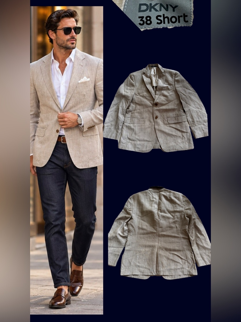 DKNY Men's Light Beige Linen-Blend Sport Coat